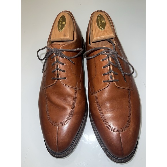 Loake Split Toe Oxfords Lace Up Dress Shoes Men Size 9 Brown Leather France - Picture 5 of 9